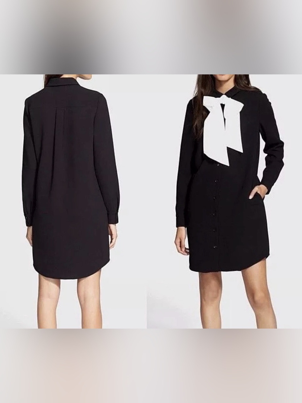 Kate Spade Griffin shirt Dress - Size 2 - NWT - Black With Cream Bow